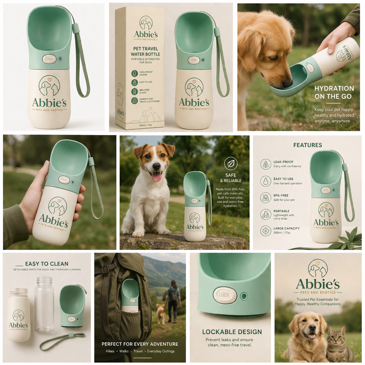Abbie’s Pets and Exotics Pet Travel Water Bottle – Portable Dog Water Bottle