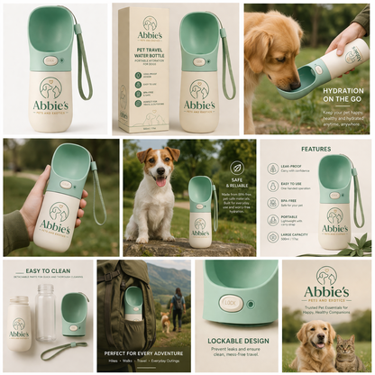 Abbie’s Pets and Exotics Pet Travel Water Bottle – Portable Dog Water Bottle