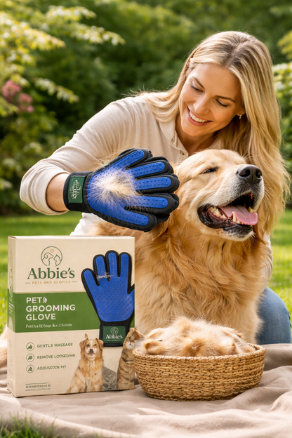 Abbie’s Pets and Exotics Pet Grooming Glove – Gentle Deshedding for Dogs & Cats